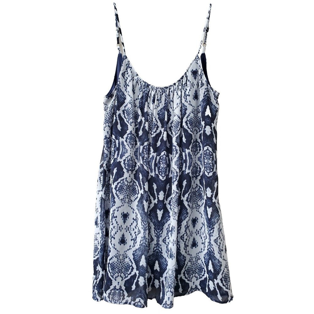 Show Me Your Mumu Navy Snakeskin Print Trapeze Mini Dress Size Small